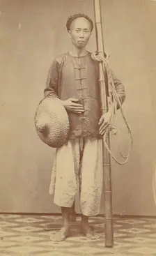 Man with Bamboo Pole, 1870s. Creator: Unknown