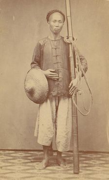 Man with Bamboo Pole, 1870s. Creator: Unknown