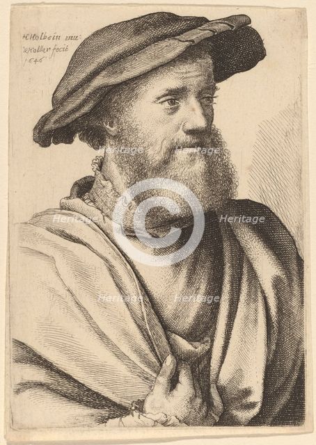 Man with Beard Looking Right (Hans Holbein?), 1646. Creator: Wenceslaus Hollar.