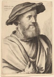 Man with Beard Looking Right (Hans Holbein?), 1646. Creator: Wenceslaus Hollar