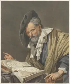 Man with beret and a book, 1798. Creator: R.M. Pruysenaar