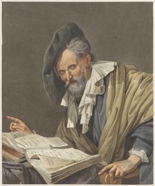 Man with beret and a book, 1798. Creator: R.M. Pruysenaar