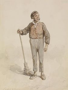 Man with Broom, 1855-1857. Creator: Paul Gavarni