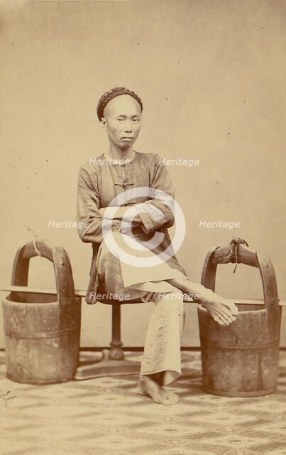 Man with Buckets, 1870s. Creator: Unknown.