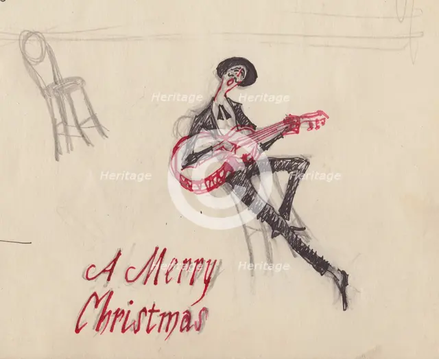 Man with guitar, c1950. Creator: Shirley Markham.