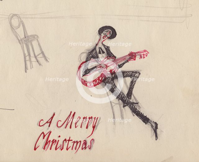 Man with guitar, c1950. Creator: Shirley Markham.