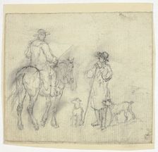 Man with Dogs and Another on Horseback, n.d. Creator: William Henry Pyne