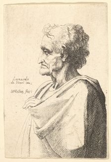 Man with doleful expression to left with hand emerging from cloak, 1625-77. Creator: Wenceslaus Hollar