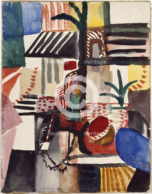 Man with Donkey (Tunisia), 1914. Artist: Macke, August (1887-1914)