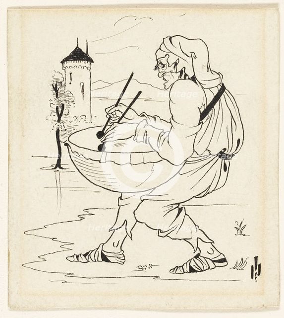Man with Drum, c. 1893. Creator: Aubrey Beardsley.