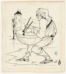 Man with Drum, c. 1893. Creator: Aubrey Beardsley