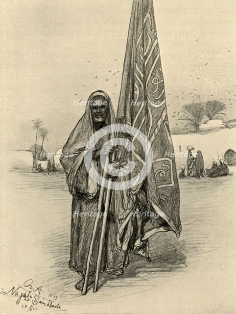 Man with flag, Nagada, Egypt, 1898. Creator: Christian Wilhelm Allers.