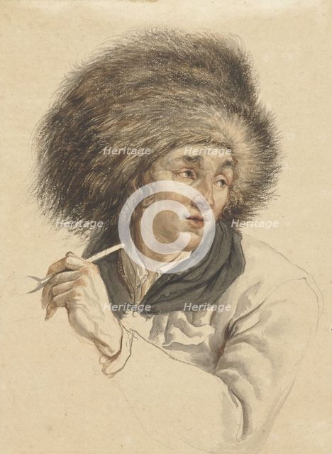 Man with Fur Hat and Pipe, 1763-1826. Creator: Abraham van Strij.