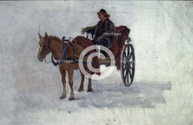 Man with Horse and Cart, Undated. Creator: Fredrik Jonas Lucian Botfield Collett.