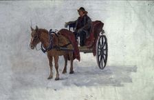Man with Horse and Cart, Undated. Creator: Fredrik Jonas Lucian Botfield Collett