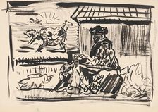 Man with horses, c1935. Creator: Arnold Peter Weisz-Kubincan