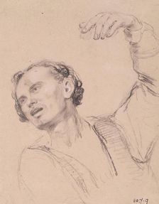Man with Hand Upraised - Study for The Landing of Mary, Queen of Scots at Leith, c1826. Creator: William Allan