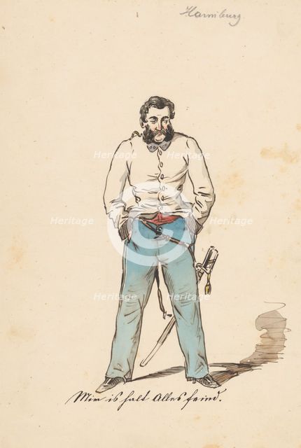 Man with hands in pockets, 1850-1855. Creator: Friedrich Carl von Scheidlin.