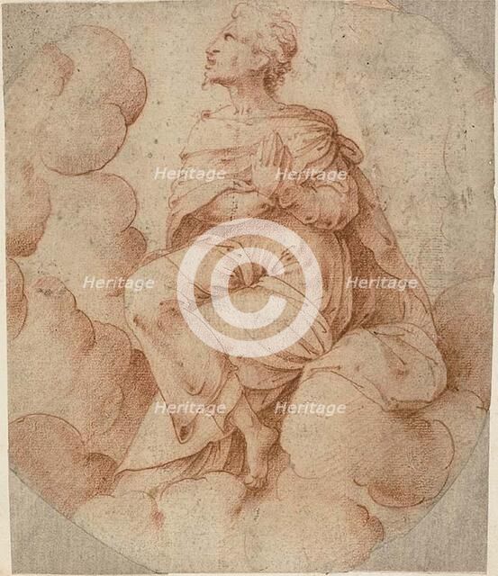 Man with Hands in Prayer, Seated in Clouds, n.d. Creator: Jean Duvet.