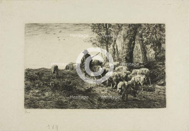 Man with Herd of Pigs, c. 1866. Creator: Charles Emile Jacque.