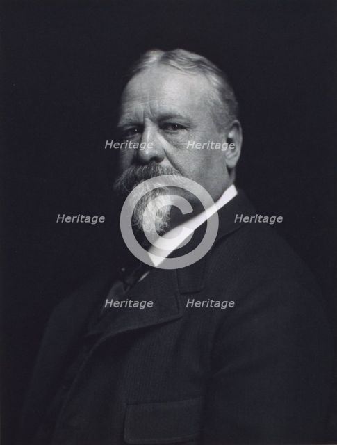 Man with mustache and goatee, facing left, half-length portrait, c1900. Creator: F. Gercher.