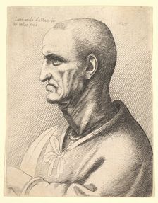 Man with stern expression in profile to left, 1645. Creator: Wenceslaus Hollar