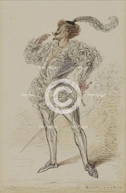 Man with sword in historic costume, c.1854-c.1887. Creator: Alexander Ver Huell.