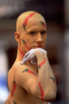 Man with painted face, London, 1990s. Creator: Unknown