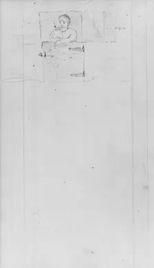 Man with Pipe Standing Behind (Barn) Door (from Sketchbook), . Creator: John William Casilear