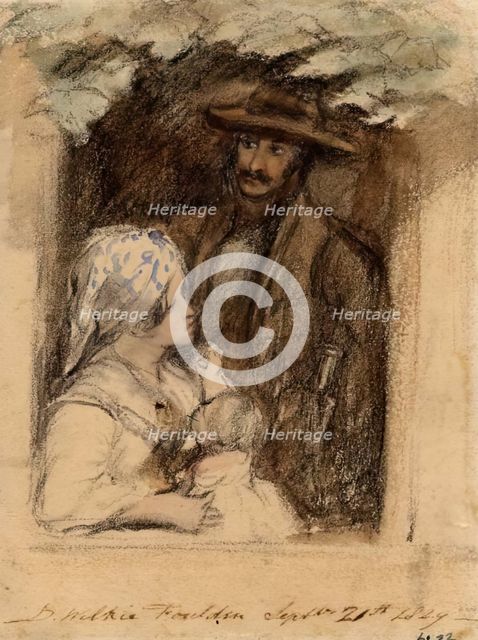 Man with Woman and Child at Window, 1829. Creator: David Wilkie.