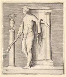 Man with Torch at Temple Door, published ca. 1599-1622. Creator: Unknown