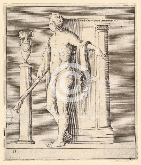 Man with Torch at Temple Door, published ca. 1599-1622. Creator: Unknown.