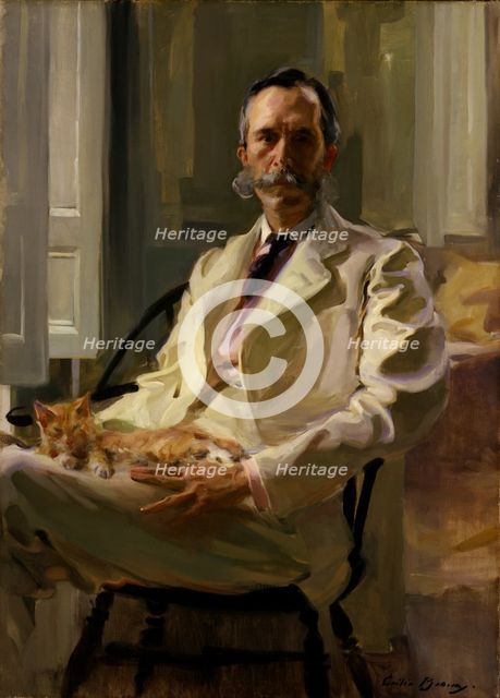 Man with the Cat (Henry Sturgis Drinker), 1898. Creator: Cecilia Beaux.