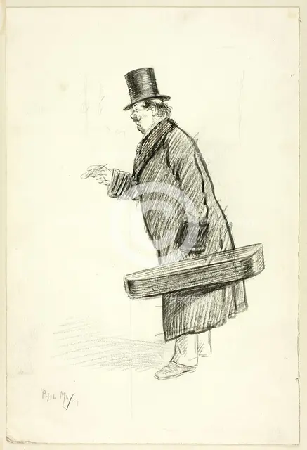Man with Violin Case, 1897. Creator: Philip William May.
