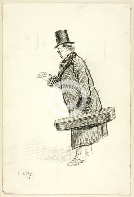 Man with Violin Case, 1897. Creator: Philip William May.