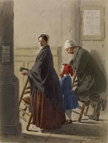 Man, Woman, and Girl at Prayer in Church, 1864. Creator: Leon Henri Antoine Loire