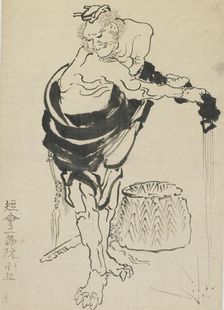 Man wringing out his robe, late 18th-early 19th century. Creator: Hokusai