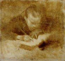 Man Writing, c1880s. Creator: Eugene Carriere