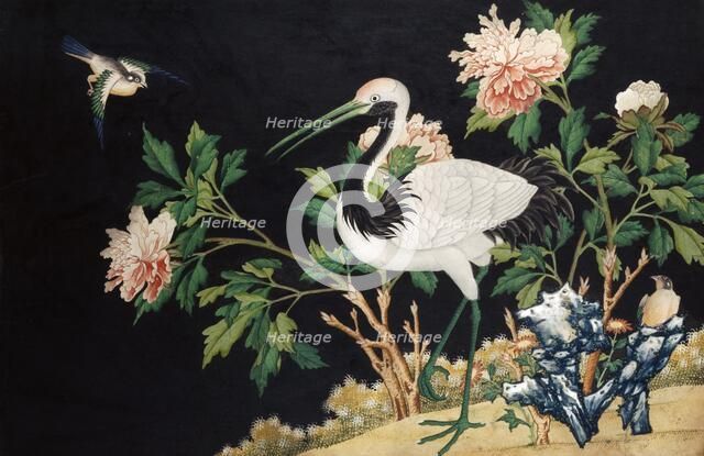 Manchurian Crane in a Chinese landscape, 18th century(?). Artist: Unknown.