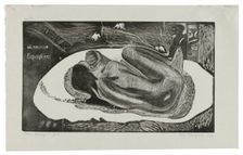 Manao tupapau (She Thinks of the Ghost or The Ghost Thinks ..., 1893/94, printed and published 1921. Creator: Paul Gauguin