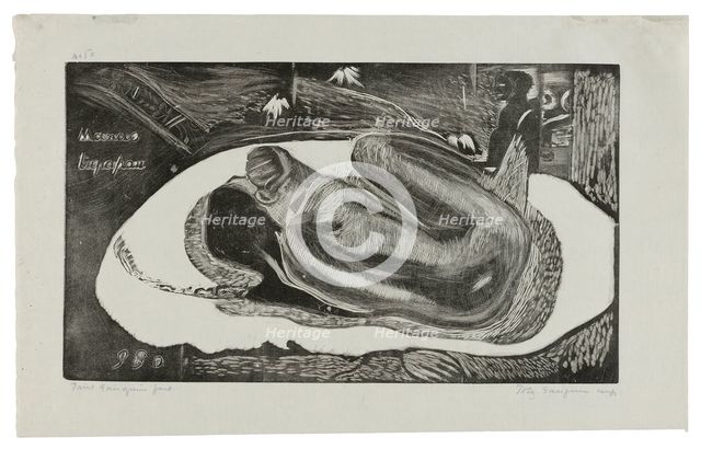 Manao tupapau (She Thinks of the Ghost or The Ghost Thinks ..., 1893/94, printed and published 1921. Creator: Paul Gauguin.