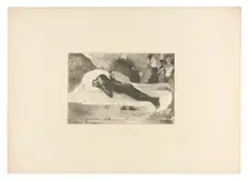 Manao tupapau (She Thinks of the Ghost or The Ghost Thinks of Her), from L'estampe orig..., 1893–94. Creator: Paul Gauguin