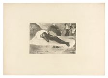 Manao tupapau (She Thinks of the Ghost or The Ghost Thinks of Her), from L'estampe orig..., 1893–94. Creator: Paul Gauguin