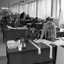 Managed Houses General Office, Tetley's brewers, Leeds, West Yorkshire, 1968. Creator: Michael Walters