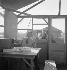 Manager of mobile unit (FSA), on day camp opened..., Merrill, Klamath County, Oregon, 1939. Creator: Dorothea Lange