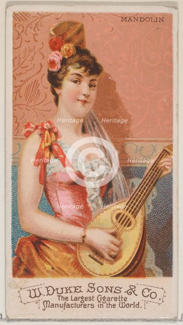 Mandolin, from the Musical Instruments series (N82) for Duke brand cigarettes, 1888., 1888. Creator: Schumacher & Ettlinger.
