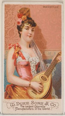 Mandolin, from the Musical Instruments series (N82) for Duke brand cigarettes, 1888., 1888. Creator: Schumacher & Ettlinger