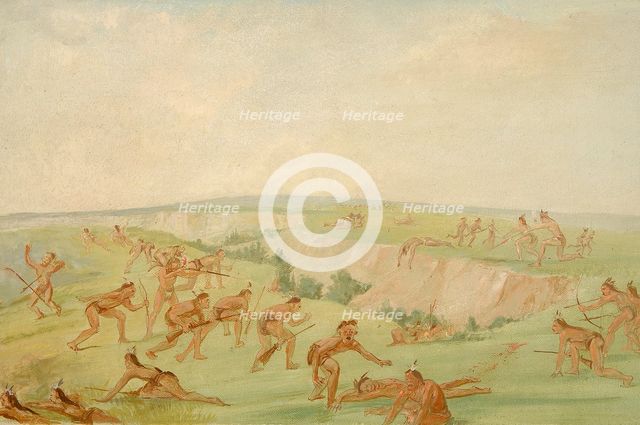 Mandan Attacking a Party of Arikara, 1832-1833. Creator: George Catlin.