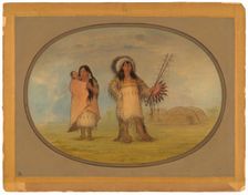 Mandan Civil Chief, His Wife, and Child, 1861/1869. Creator: George Catlin