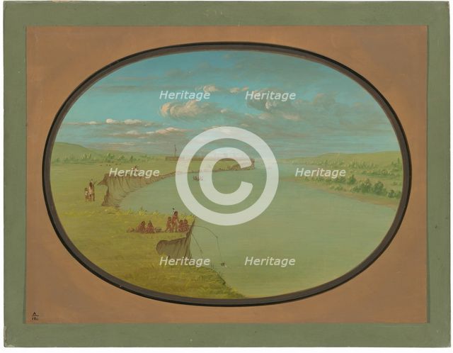 Mandan Village - A Distant View, 1861/1869. Creator: George Catlin.